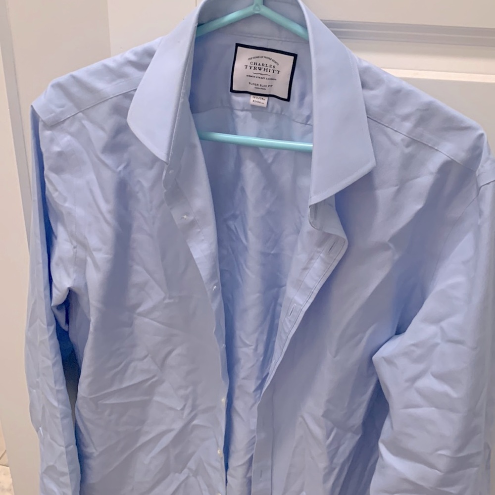Men’s Light Blue Charles Tyrwhitt Super Slim Fit Button-down Shirt